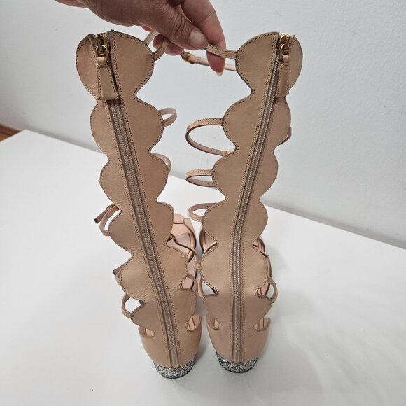 Giambattista Valli Gladiator Glitter Platorm Sandals Sz 39 EUR / 8 US Runway - Picture 3 of 10